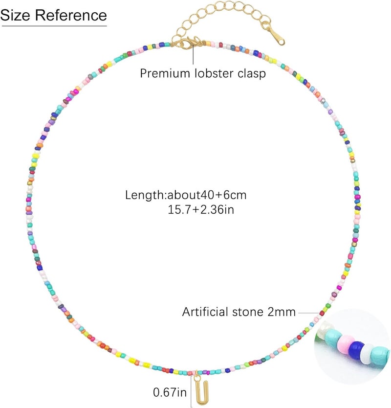 Senfour Colorful Beaded Initial Necklaces for Kids Girls, Personized Graduation Birthday Gifts - Choker Necklace for Women,Teen and Preteen Girls - Image 4